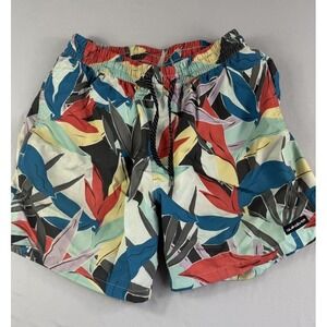 Quiksilver Swim Trunks shorts, colorful leaf aop, men's medium